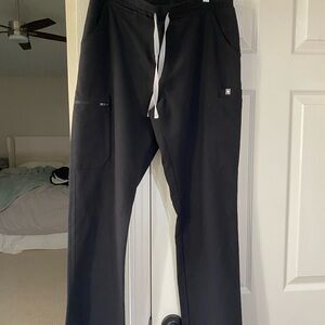 Figs Men's Black Joggers with White Drawstring